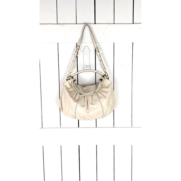 Steve by Steve Madden ivory Xbody boho Metal of Honor slouchy leather purse - Picture 1 of 7
